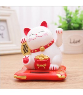 Chinese Cat Lucky Charms White Solar 7cm