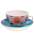 Ensemble Tasse et Théière Mandala bleu