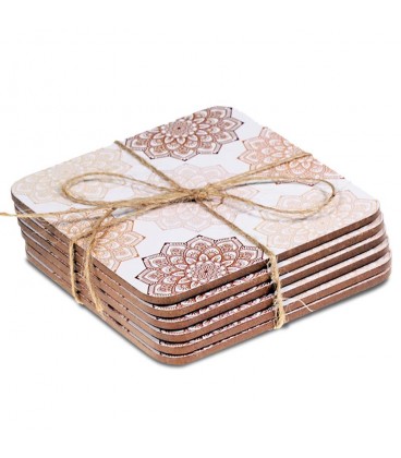 Sous-Verres Mandalas Rose - Lot de 6