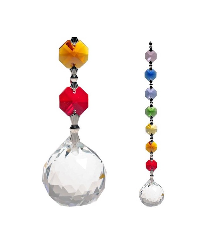 Pendentif utilisable en Feng-shui boule et cristaux chakra en cristal -  Boutique Tiki-Zen