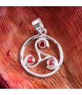 925 silver Triskel pendant with garnet stones