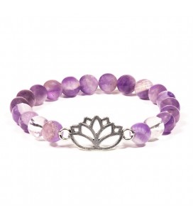 Bracelet Feng Shui Améthyste et Fleur de Lotus