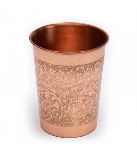 Copper cups with engraved floral design