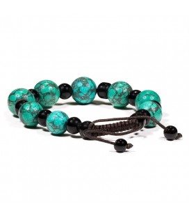 Turquoise and black agate bracelet