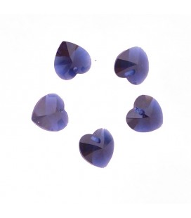 Lot of 5 small heart crystals color indigo