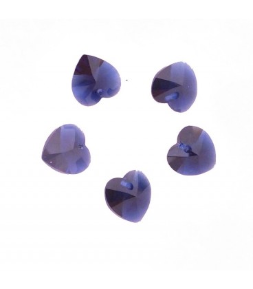 Lot de 5 petits cristaux cœur couleur indigo