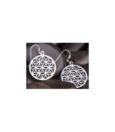 Silver flower of life earrings