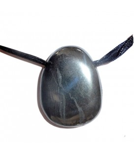 Flat stone pendant hematite sold with cord