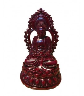 Seated Buddha in dark red resin