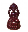 Bouddha assis en résine rouge foncé